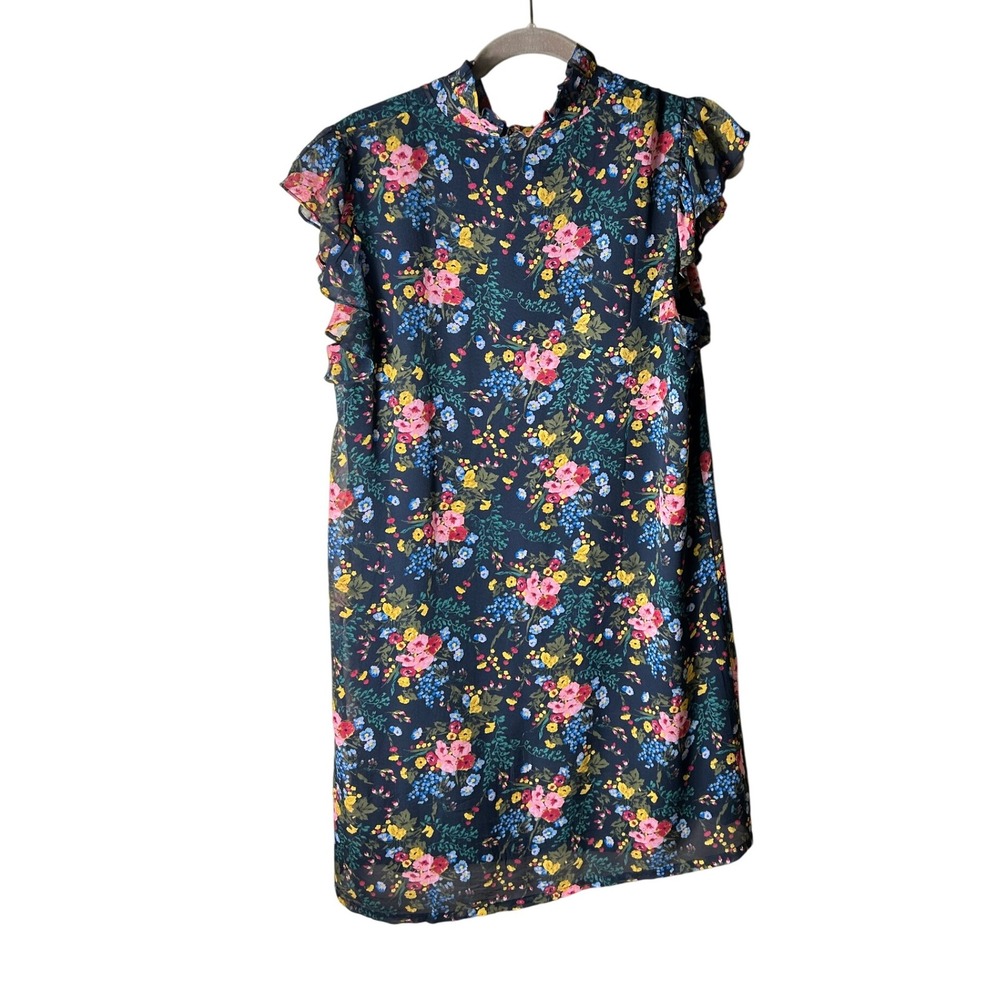 Madewell NO.6 Floral Ruffle Mock‎ Neck Sleeveless Dress - Size 6 - Picture 3 of 8